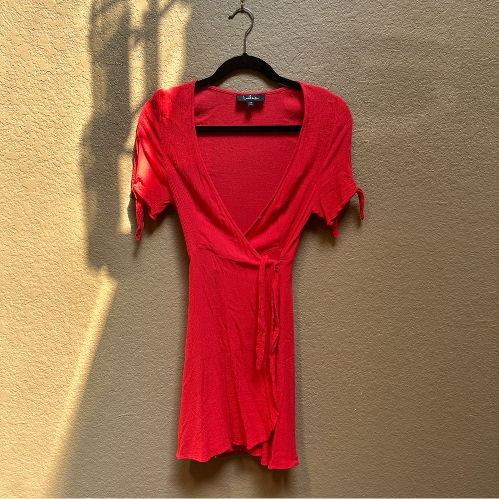 Lush Vibrant Red Tie-Front Blouse